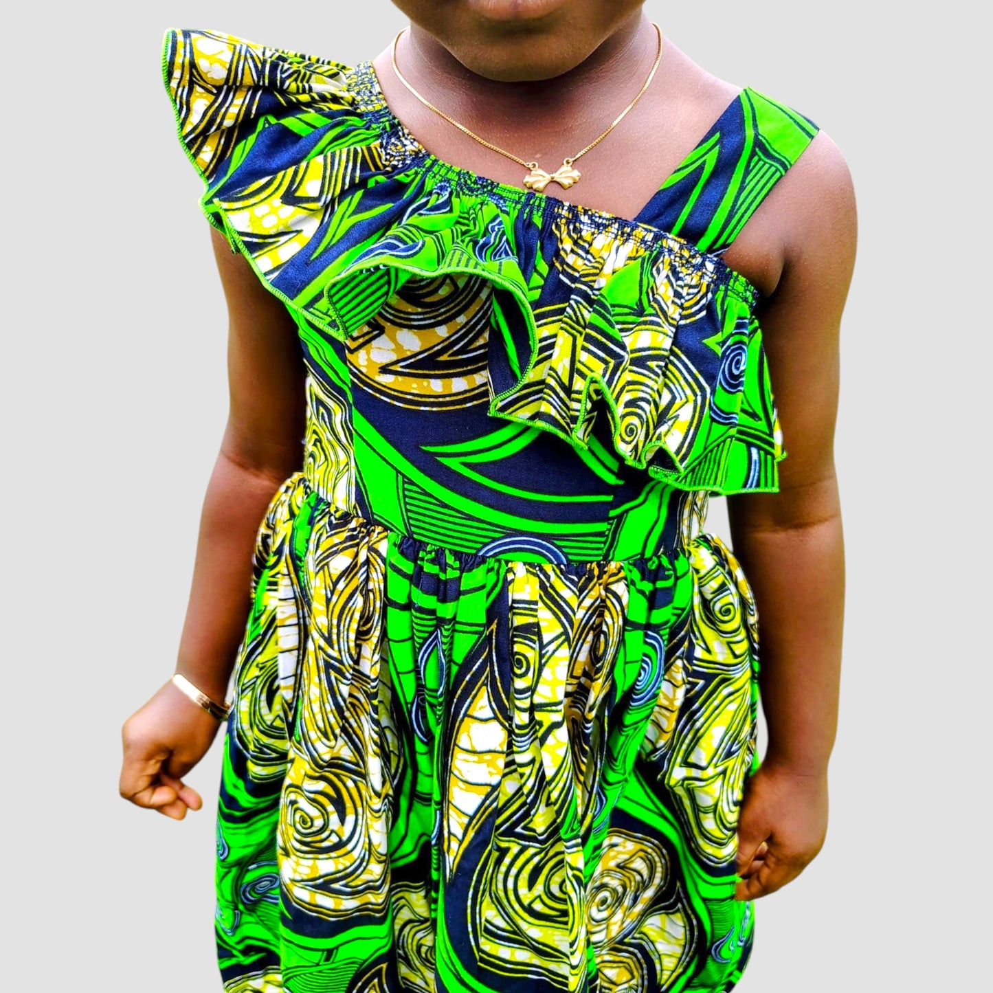 ECOM GMR Little Princess One-Shoulder Ankara Dress