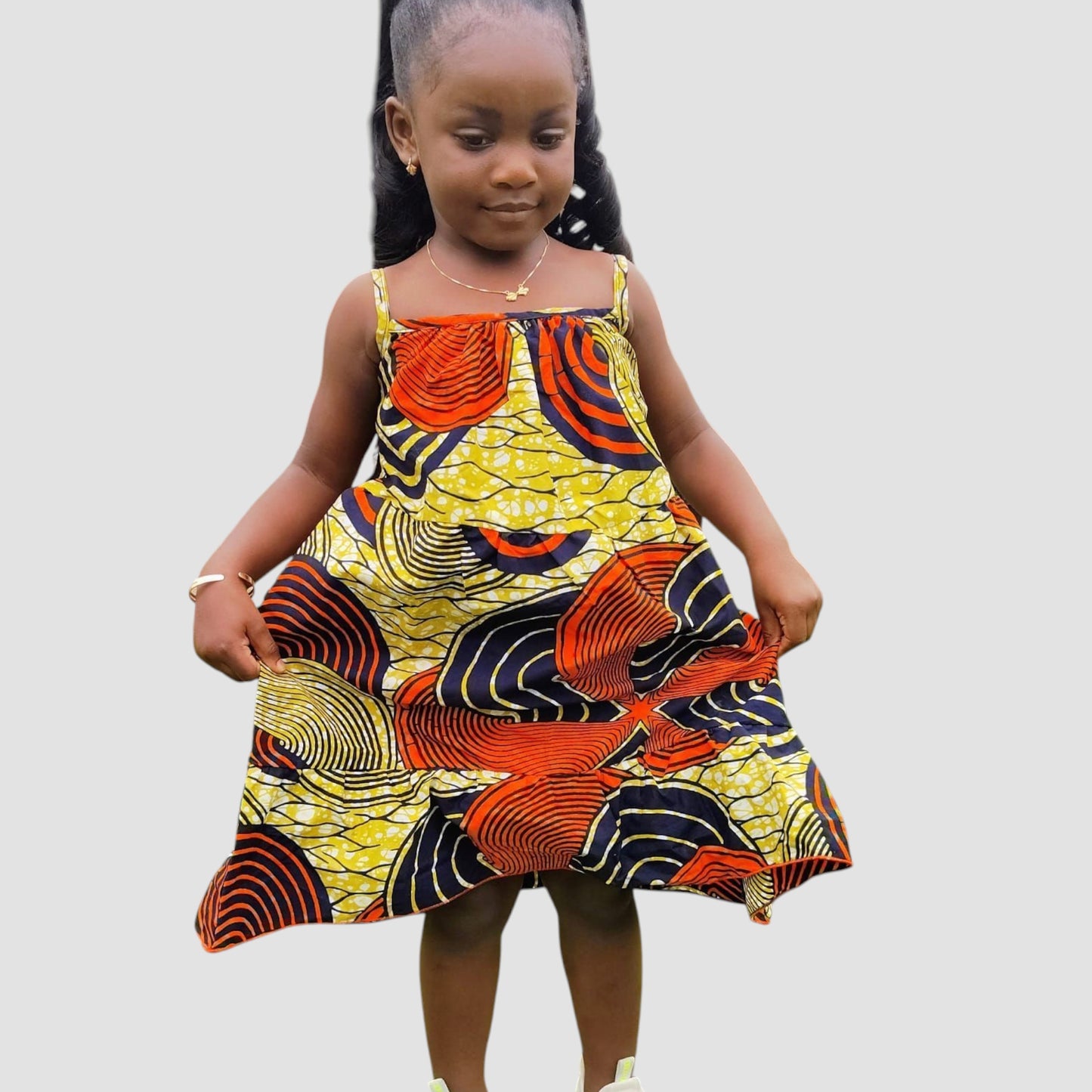 ECOM GMR Little Princess Ankara Spaghetti Strap shoulder Dress