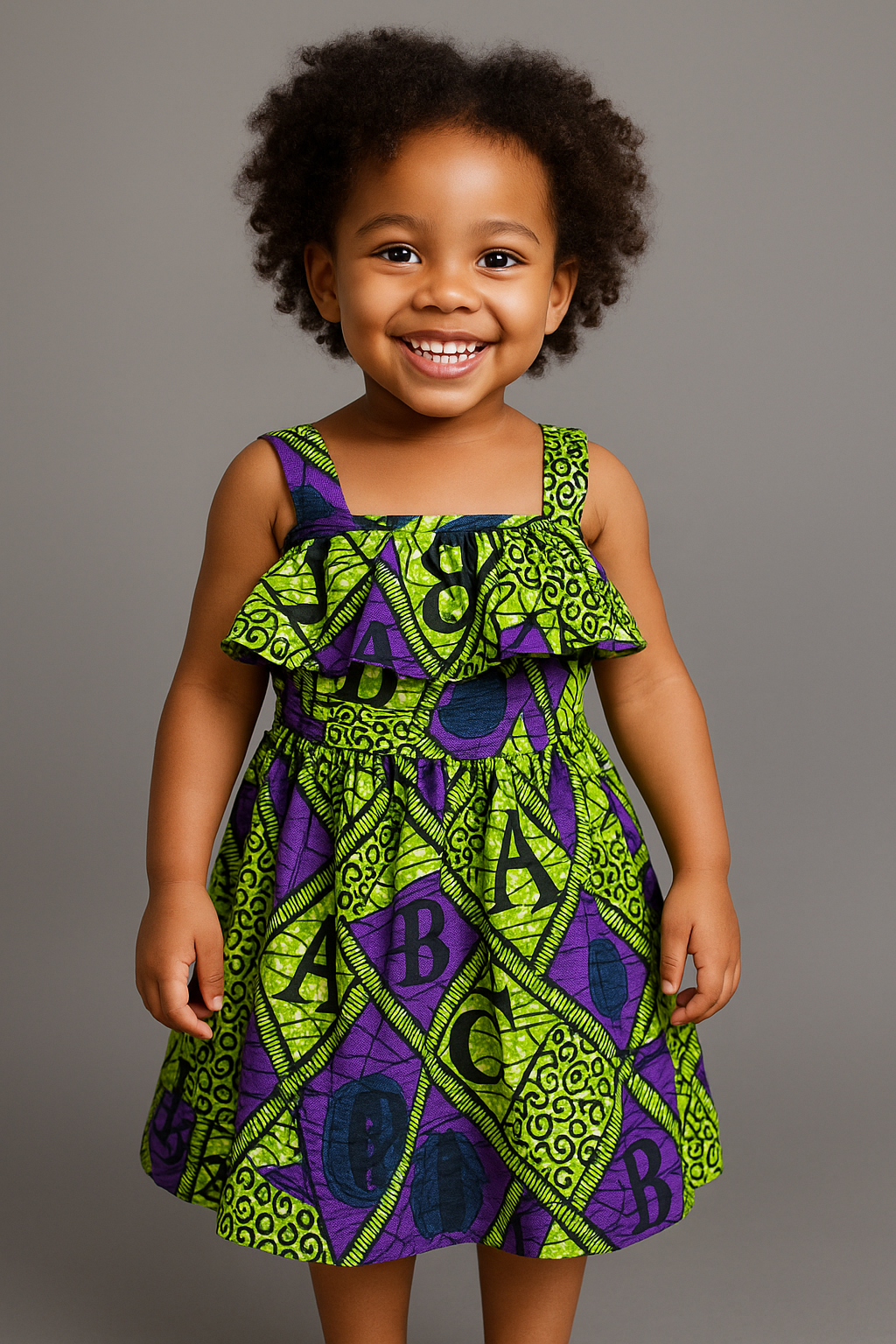 Vibrant Ankara Ruffle Dress for Girls