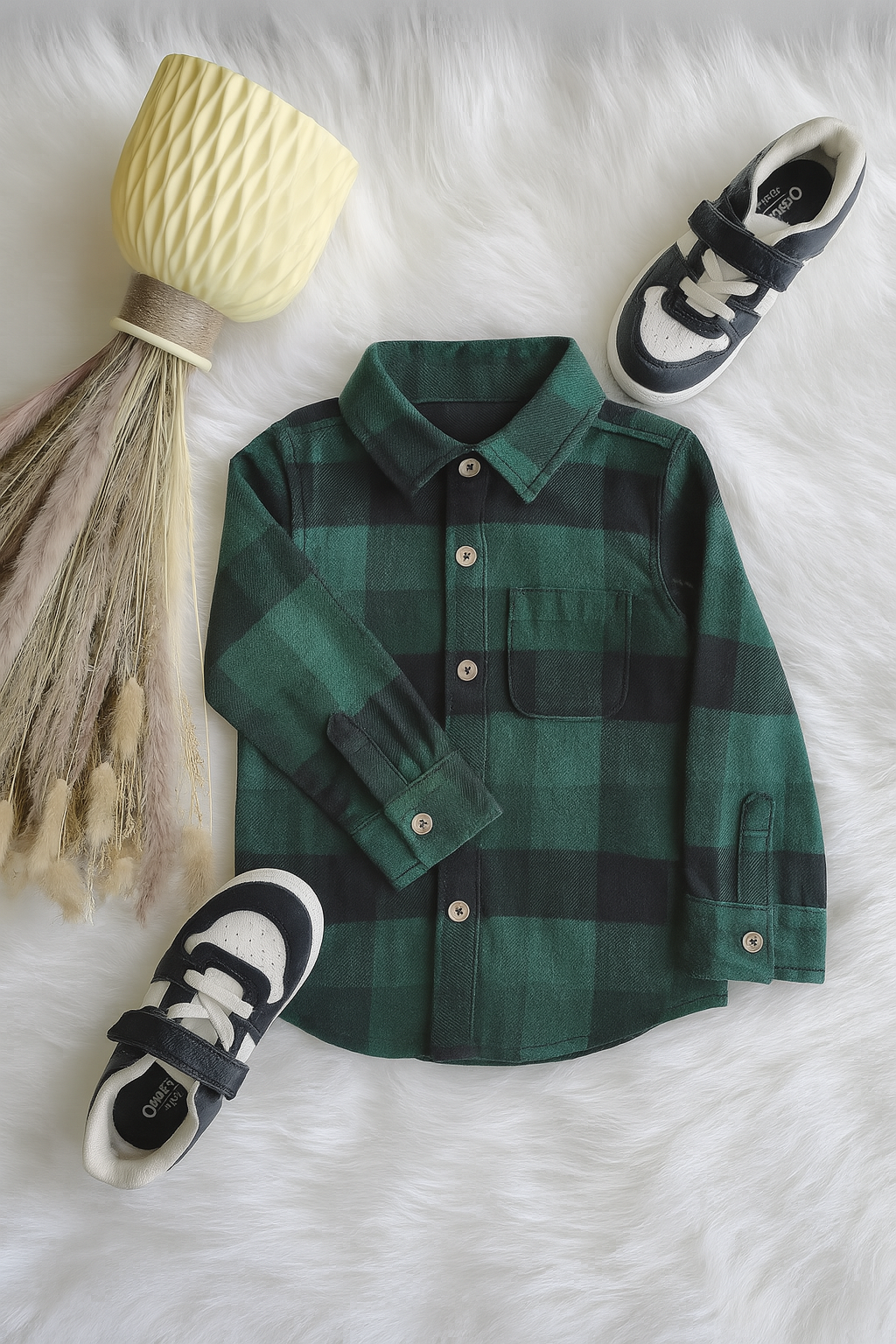 Jumping Beans Kids' Plaid Flannel Shirt – 100% Cotton | Multiple Colors & Sizes