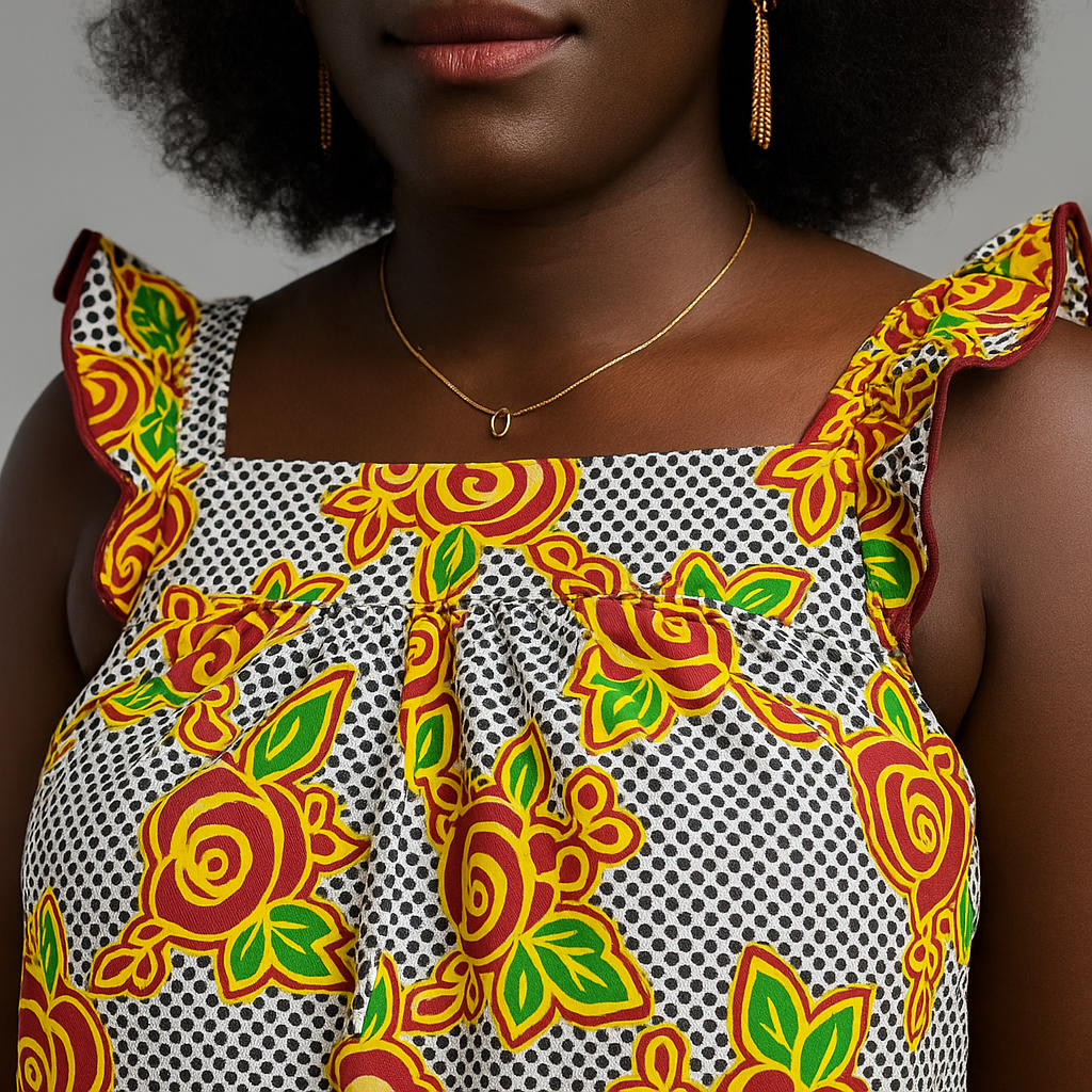 Women’s Sleeveless Ankara Midi Dress – Rose Print