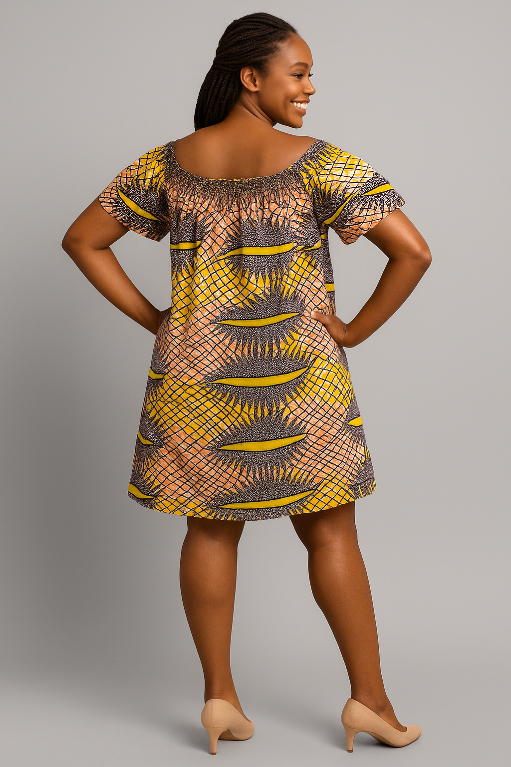 Women's Off-Shoulder Ankara Shift Dress