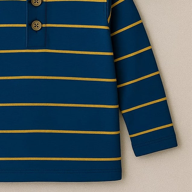 Kids' Rust Striped Henley Long Sleeve Tee