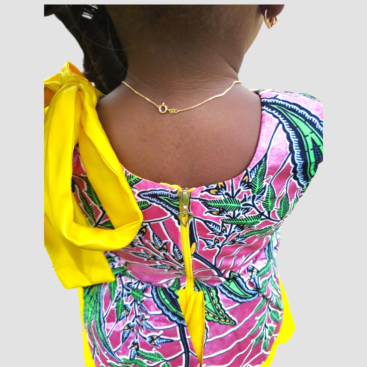 Ankara Tulle Princess Dress with One Shoulder Bow