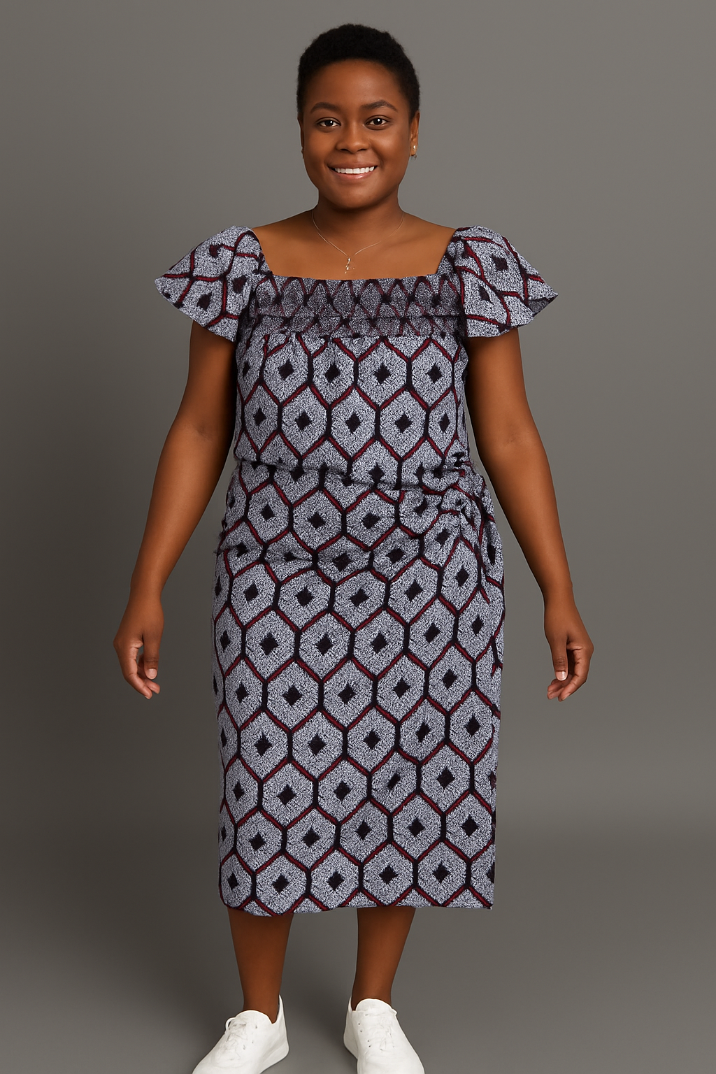 Ankara Off-Shoulder Smocked Top & Wrapper Skirt Set