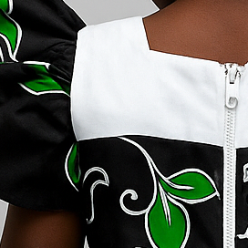 Girls Ankara Puff Sleeve Dress – African Print Party Dress with Bow