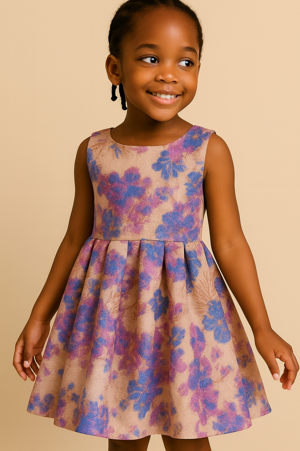 Lavender Bloom Fit-and-Flare Party Dress with/without Purple Bow