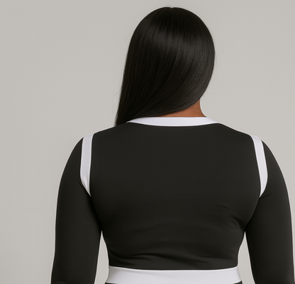 Contrast Bodycon Mini Dress with Zipper and Belt