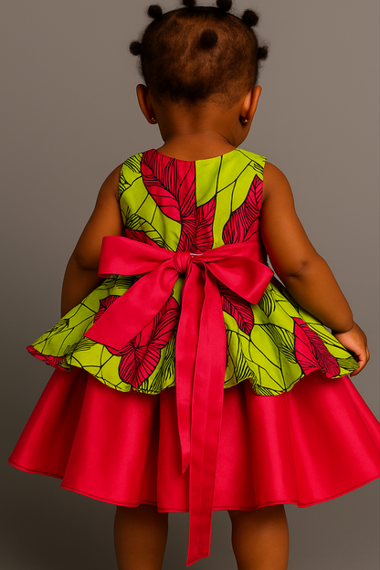 Floral Ankara Baby Dress with Satin Underskirt