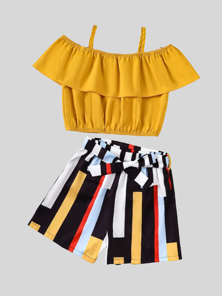 Children's Ruffled Spaghetti Strap Top and Pants Set