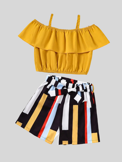 Children's Ruffled Spaghetti Strap Top and Pants Set