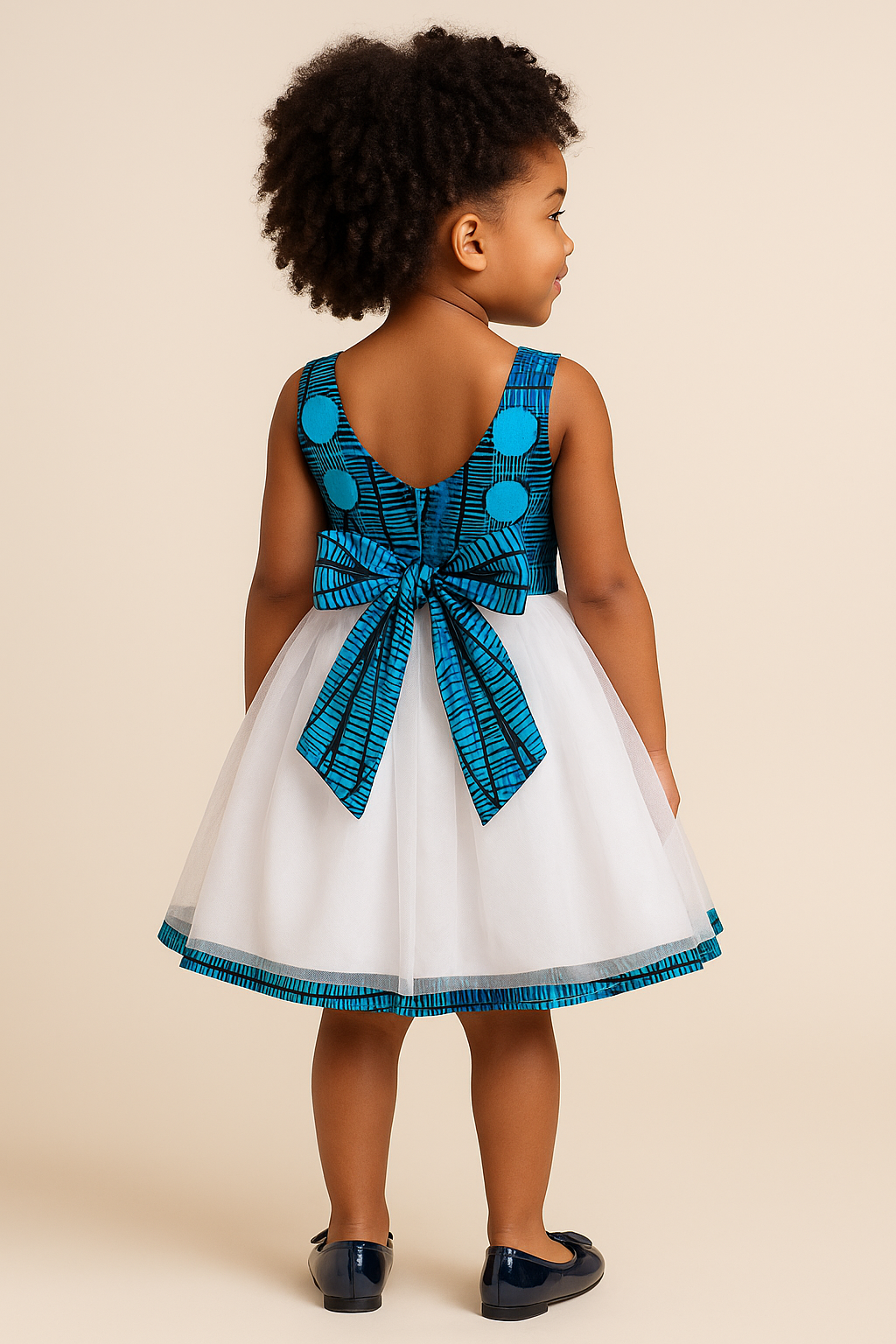 Girls Ankara & Tulle Party Dress