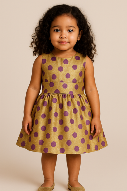Gold & Purple Polka Dot Bow Dress