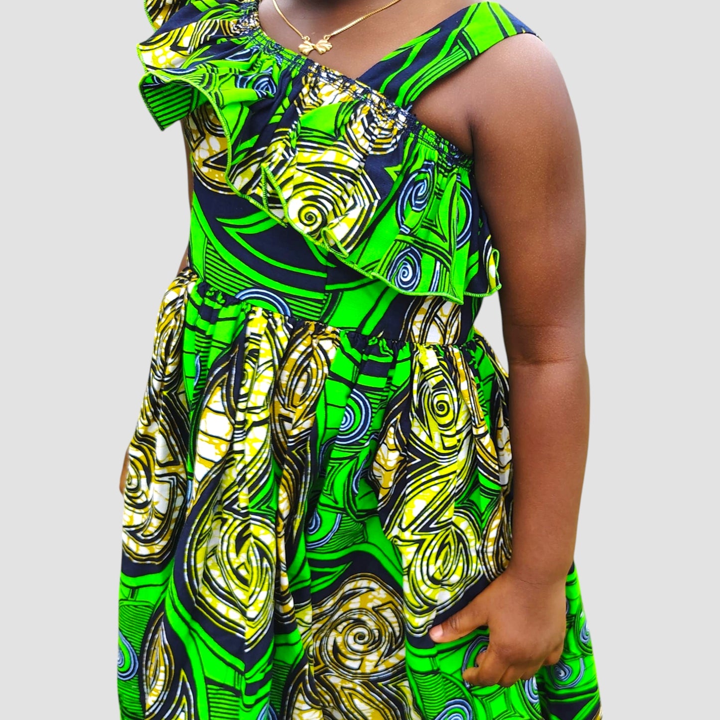 ECOM GMR Little Princess One-Shoulder Ankara Dress
