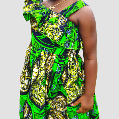 ECOM GMR Little Princess One-Shoulder Ankara Dress