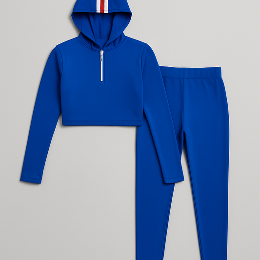 Women’s Athletic 2-Piece Set – Zip-Up Hoodie & Leggings | Blue, Black, Green