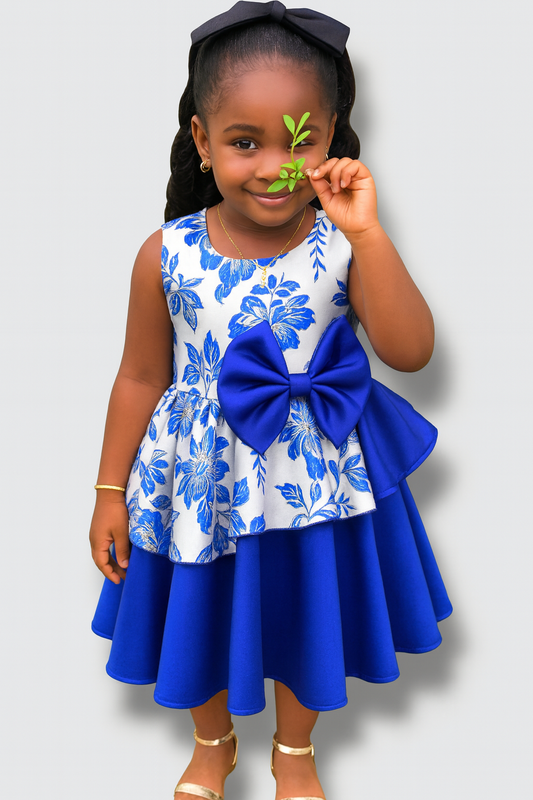 ECOM GMR Little Princess Ankara Bow Peplum Dress
