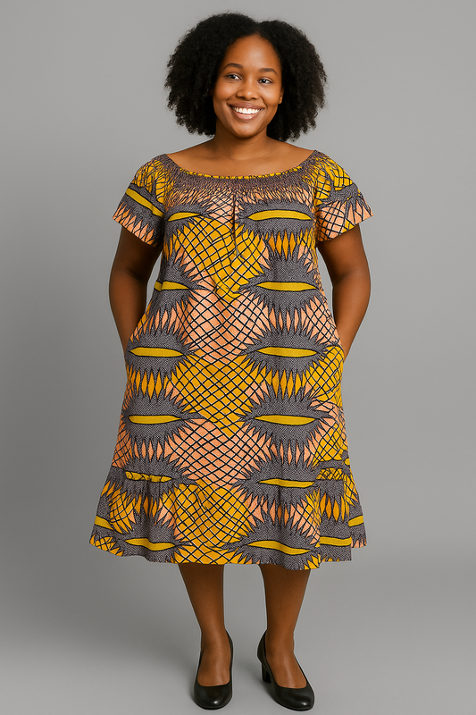 Women's Off-Shoulder Ankara Shift Dress