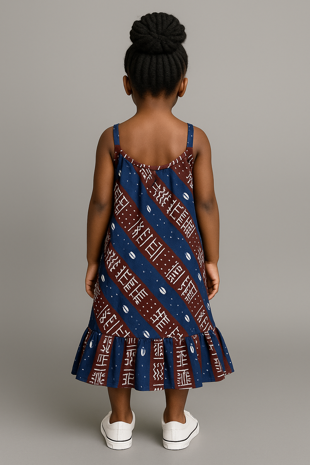 Girls' Mudcloth Print Sundress – Navy & Burgundy