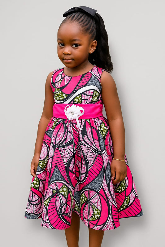 Ankara Pink Bloom Princess Dress - Baby & Toddler Girl