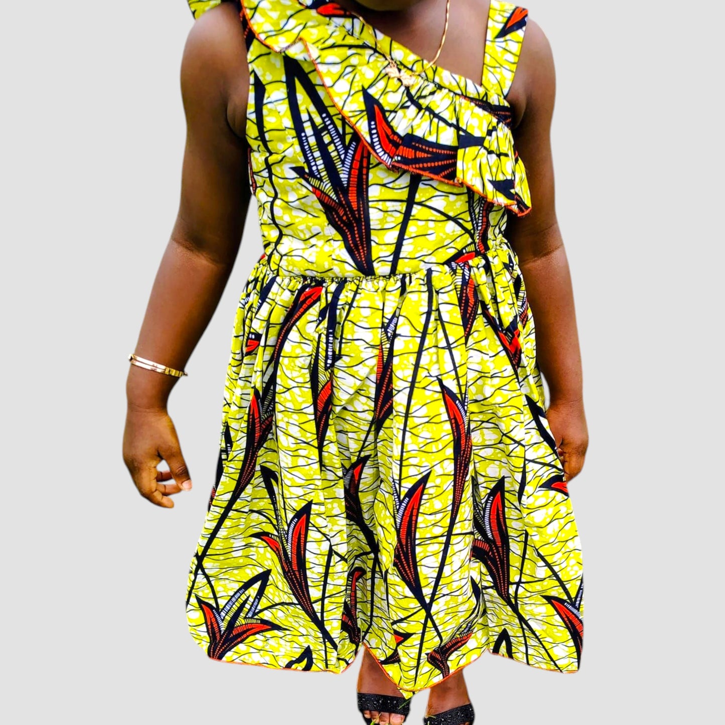 ECOM GMR Little Princess One-Shoulder Ankara Dress