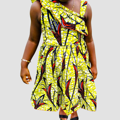 ECOM GMR Little Princess One-Shoulder Ankara Dress