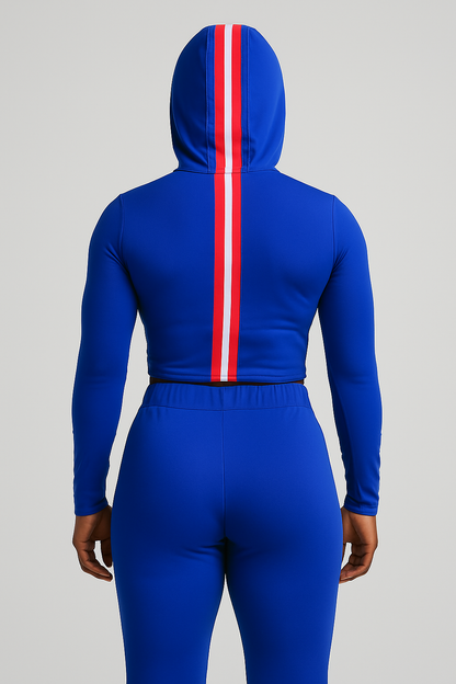 Women’s Athletic 2-Piece Set – Zip-Up Hoodie & Leggings | Blue, Black, Green