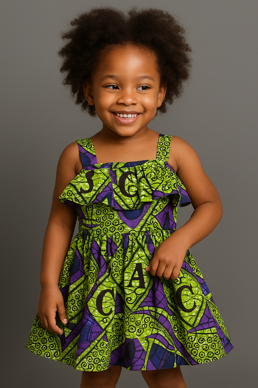 Vibrant Ankara Ruffle Dress for Girls