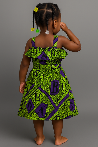 Vibrant Ankara Ruffle Dress for Girls
