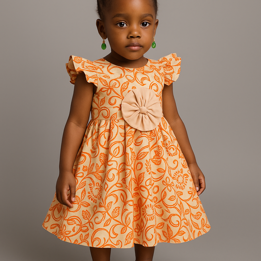 Sunshine Ankara Baby Girl Dress – red Floral Print