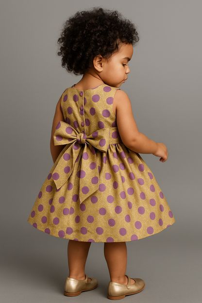 Gold & Purple Polka Dot Bow Dress