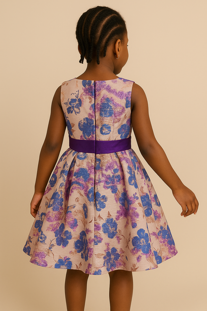 Lavender Bloom Fit-and-Flare Party Dress with/without Purple Bow