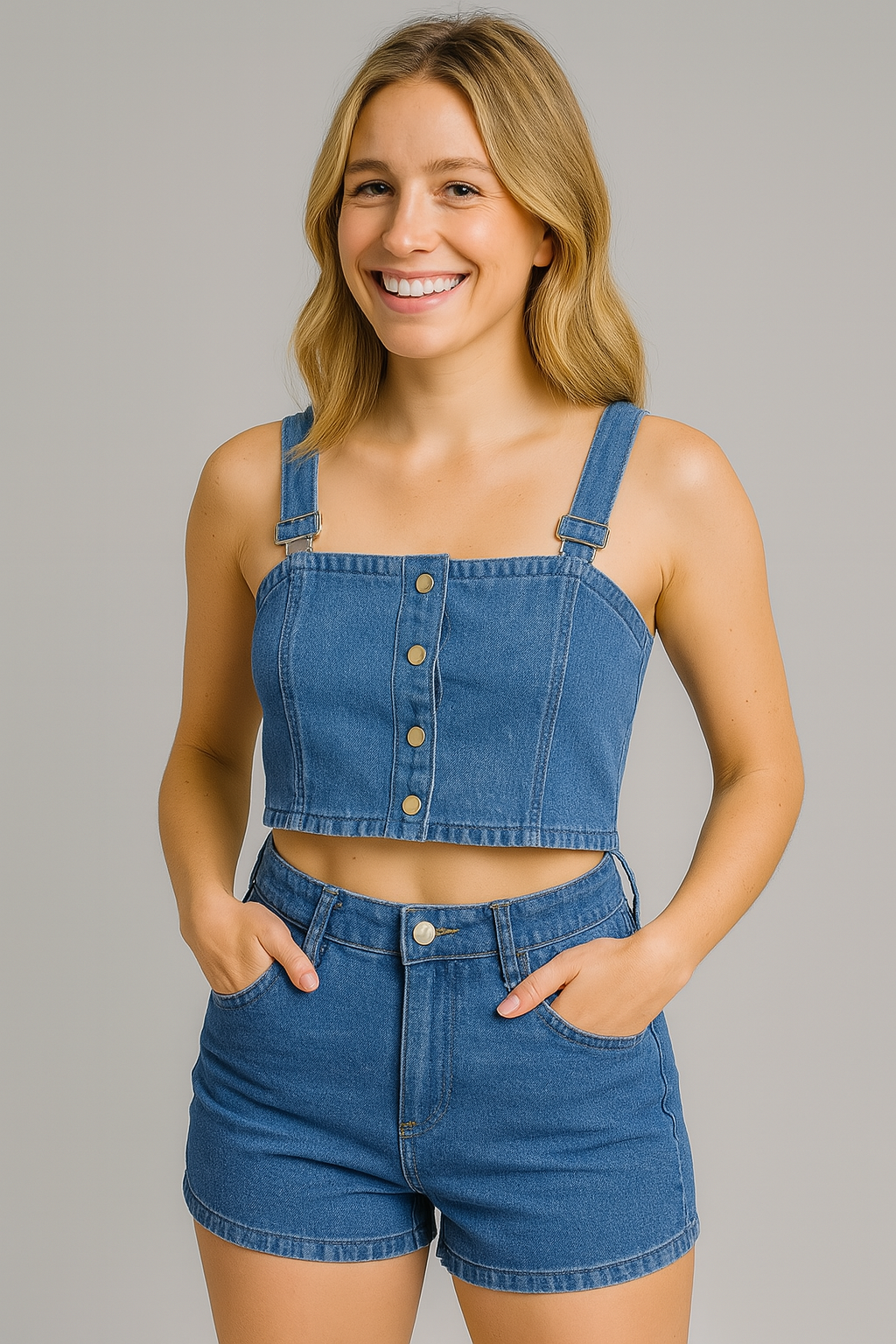 Women’s 2-Piece Crop Top & High-Waisted Shorts Set