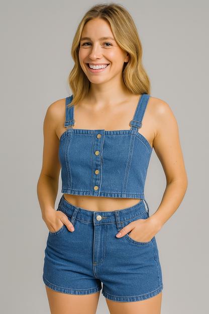 Women’s 2-Piece Crop Top & High-Waisted Shorts Set