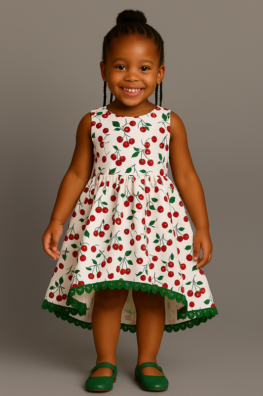 Cherry Blossom High-Low Party Dress for Girls