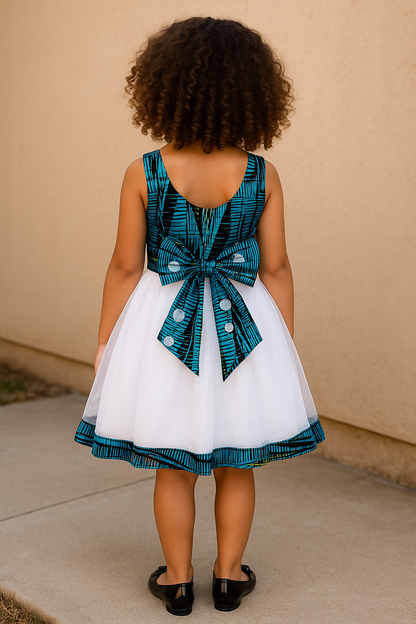 Girls Ankara & Tulle Party Dress
