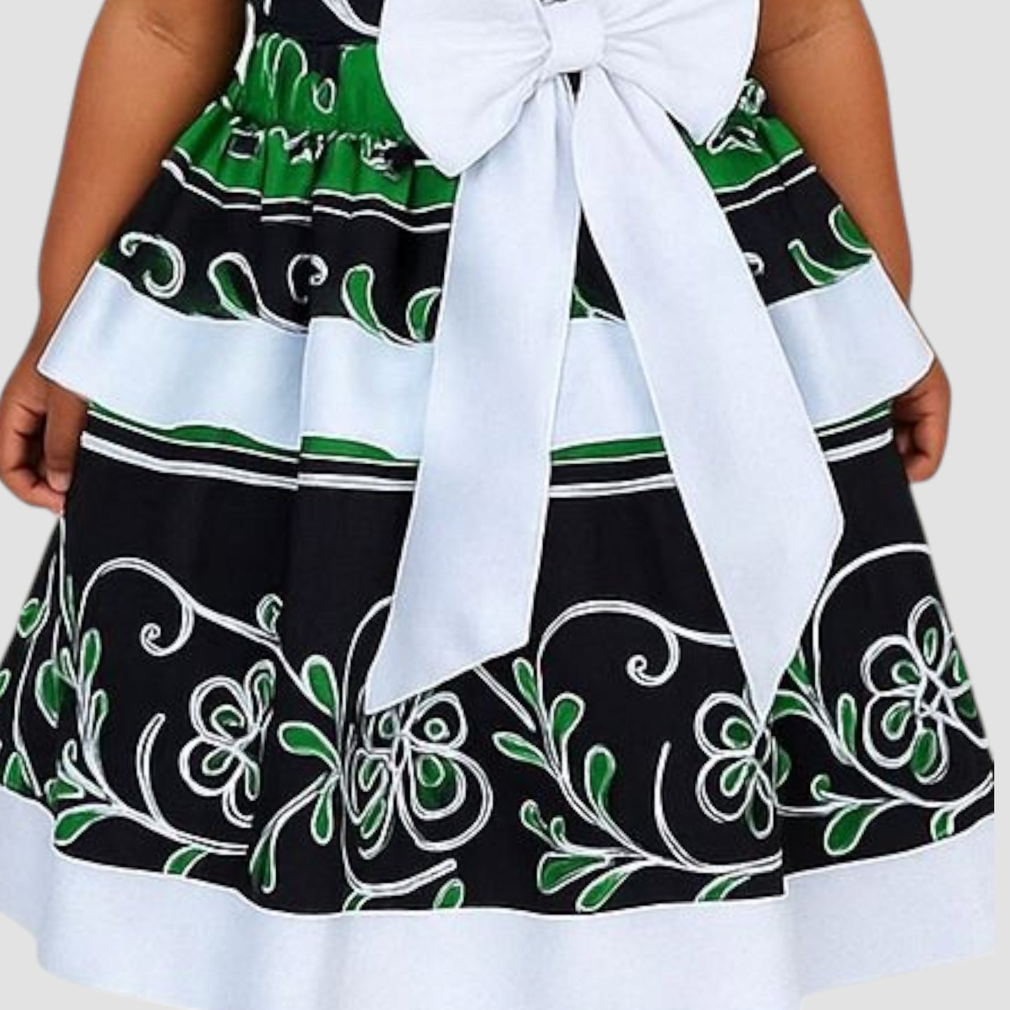 Girls Ankara Puff Sleeve Dress – African Print Party Dress with Bow