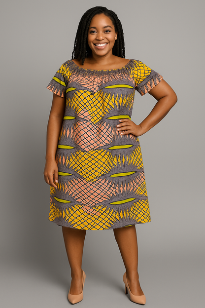 Women's Off-Shoulder Ankara Shift Dress