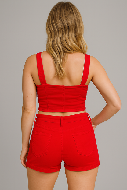 Women’s 2-Piece Crop Top & High-Waisted Shorts Set