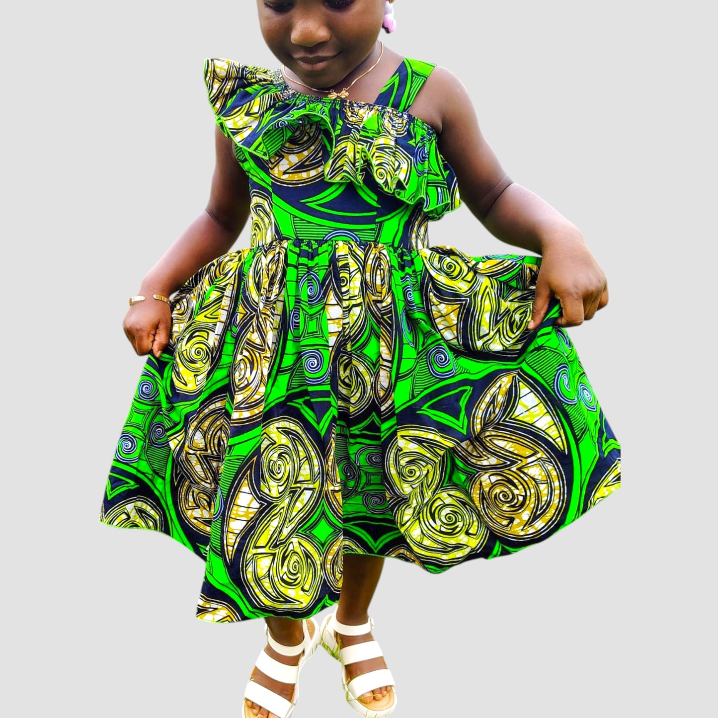 ECOM GMR Little Princess One-Shoulder Ankara Dress