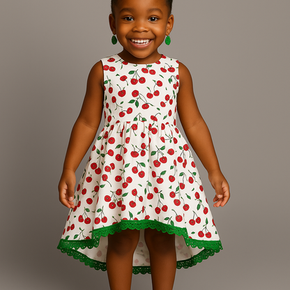 Cherry Blossom High-Low Party Dress for Girls