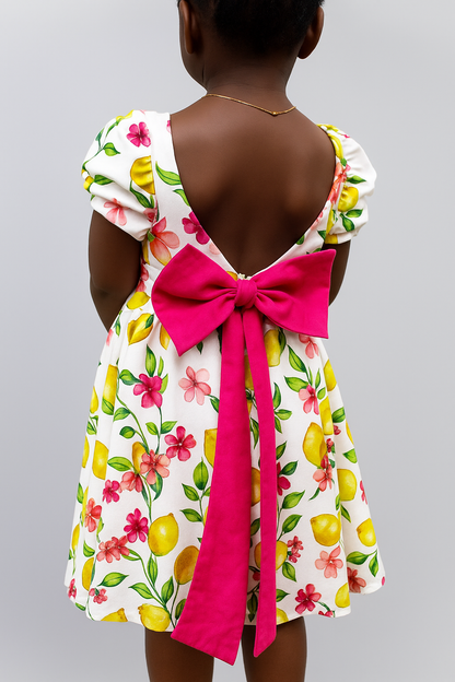 Lemon Blossom Puff Sleeve Dress for Girls | Ecom GMR