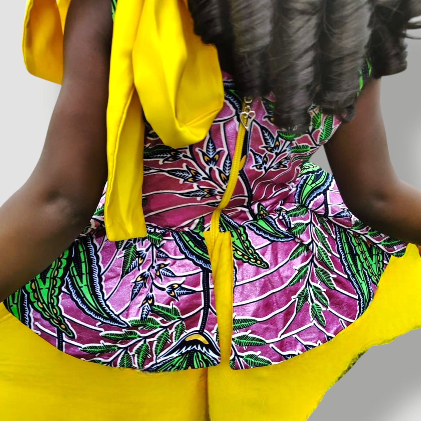 Ankara Tulle Princess Dress with One Shoulder Bow