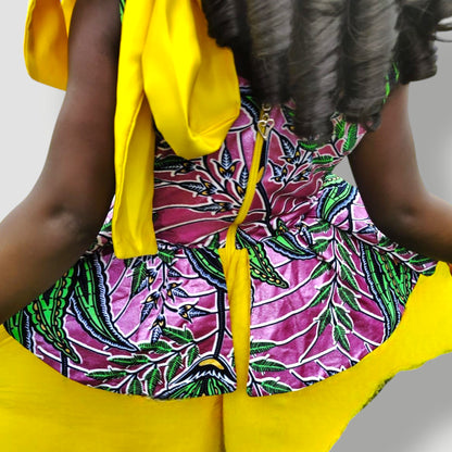 Ankara Tulle Princess Dress with One Shoulder Bow
