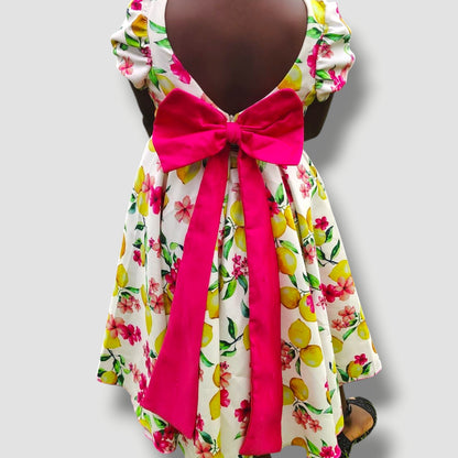 Lemon Blossom Puff Sleeve Dress for Girls | Ecom GMR