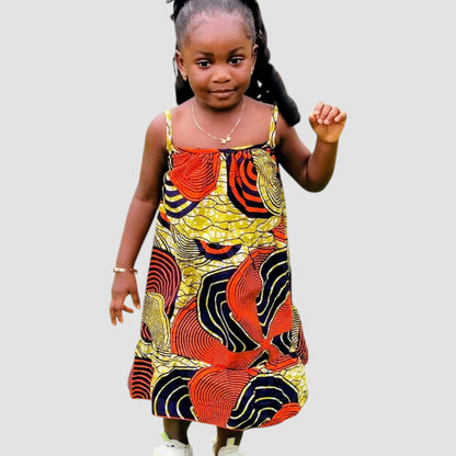 ECOM GMR Little Princess Ankara Spaghetti Strap shoulder Dress