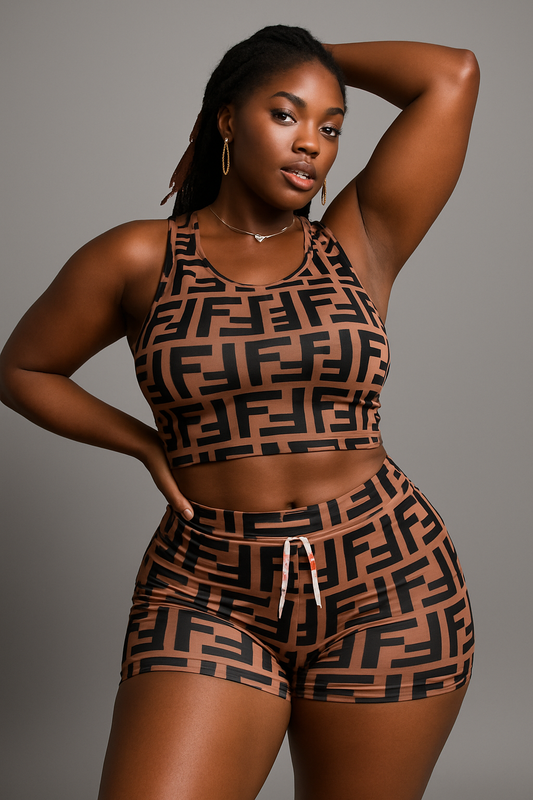 Monogram Two-Piece Tank and Shorts & multicolor Set